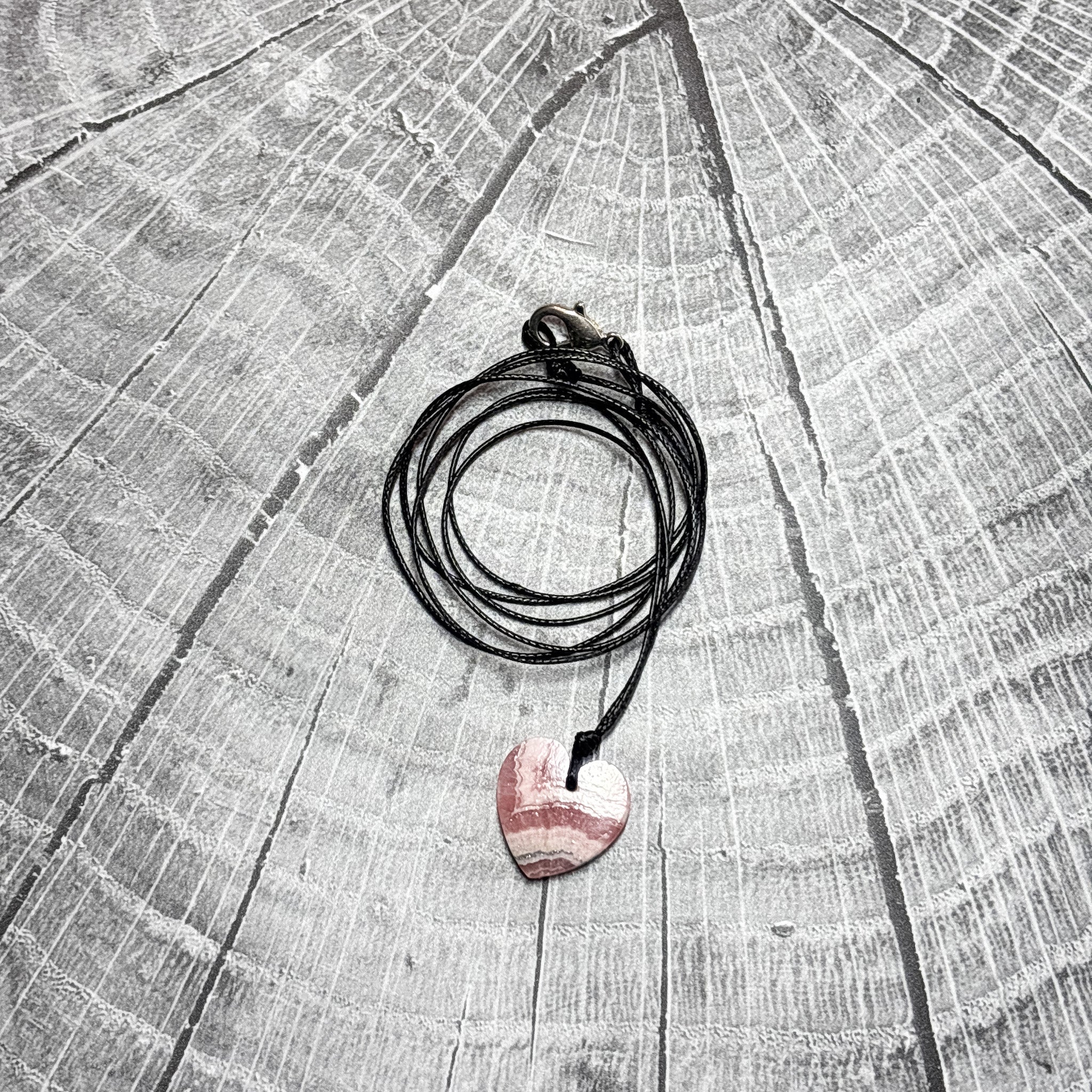 28” Rhodochrosite Heart Pendant Necklace