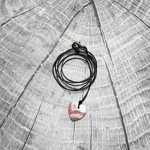 28” Rhodochrosite Heart Pendant Necklace