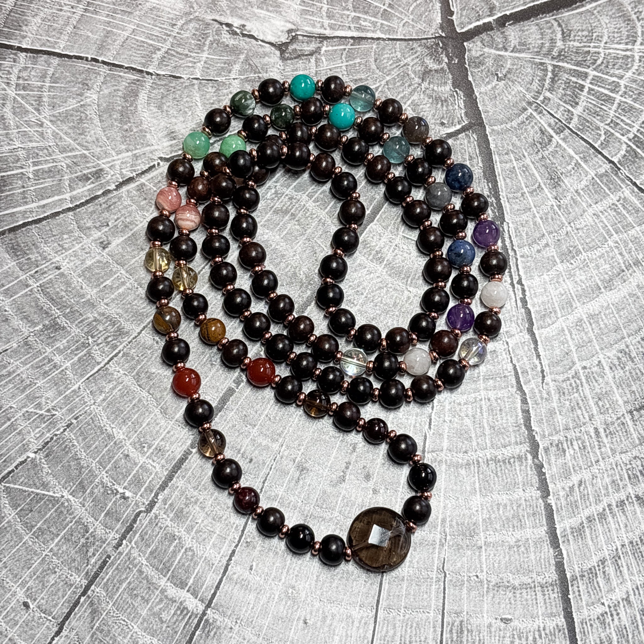 Full Collection Heart strand with Tiger Ebony Wood Beads